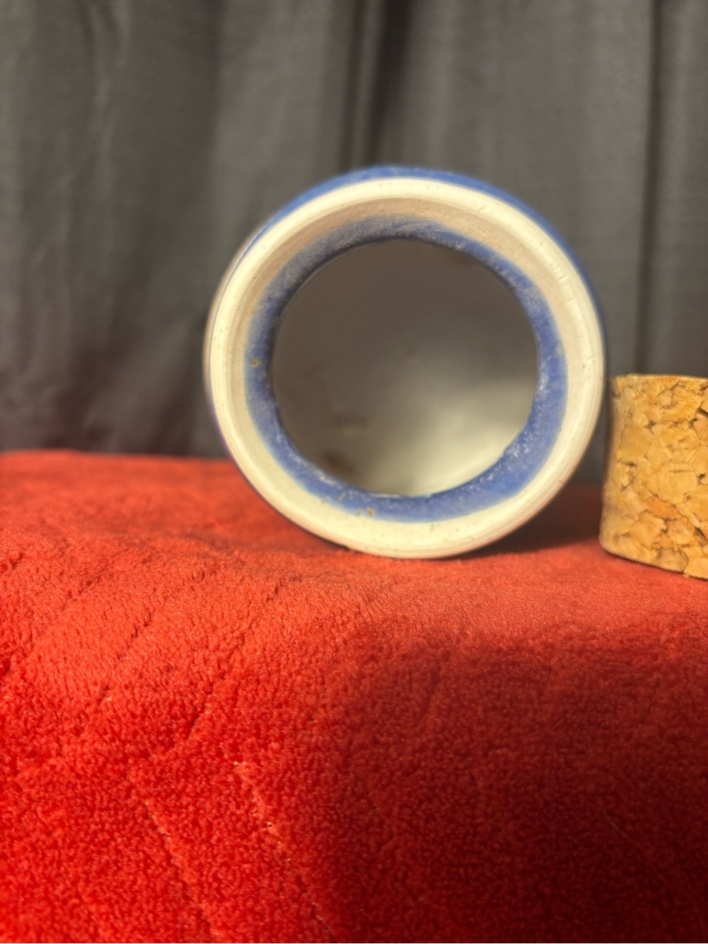 Dr Brophy’s Word Ceramic 'Pleasing People' Jar with Cork Lid - Blue & Cream - Picture 3 of 4
